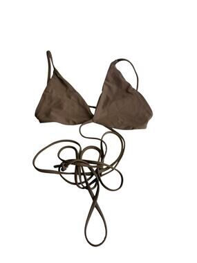 Lea the Label Women’s Size Medium Triangle Bikini Top Taupe Brown Wrap Tie
